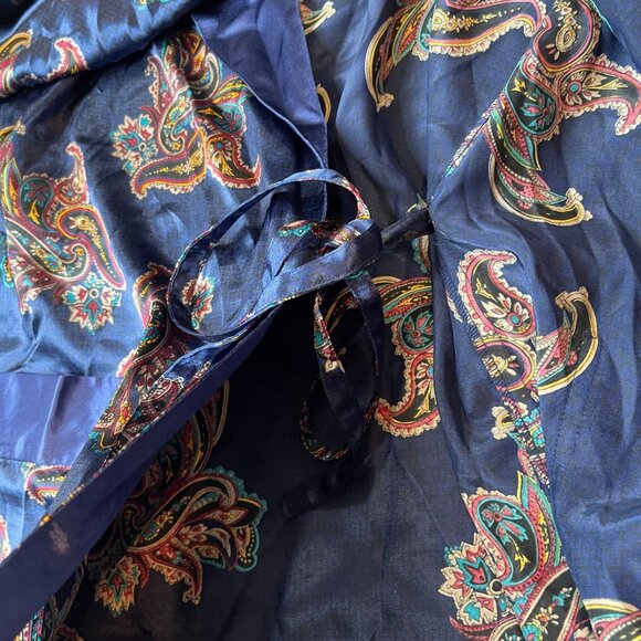 Number 1 London Vintage Satin Robe Paisley S/M **Belt Missing - Picture 5 of 5